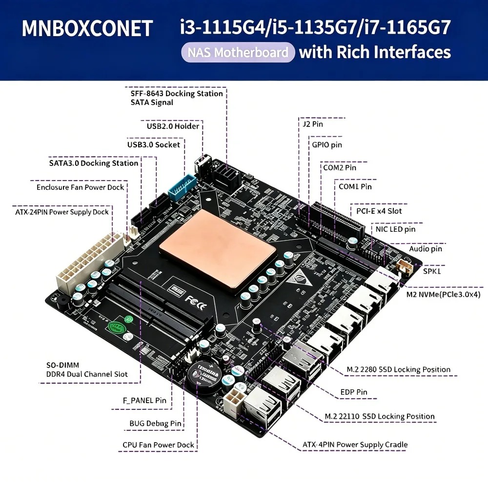 Placa-mãe ITX NAS com Intel Co - Nas Motherboard 8 Sata Mini Itx avaliação e preço