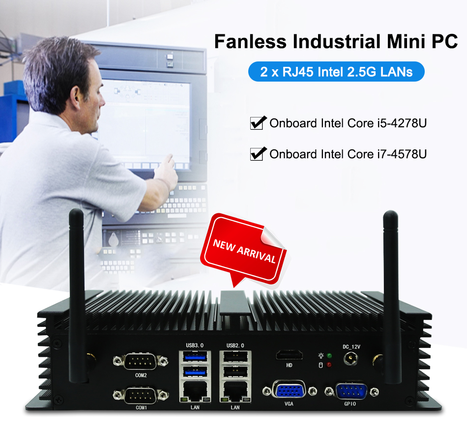 Pc embutido sem ventilador int - Fanless Industrial Pc Rs485 Core I7 avaliação e preço