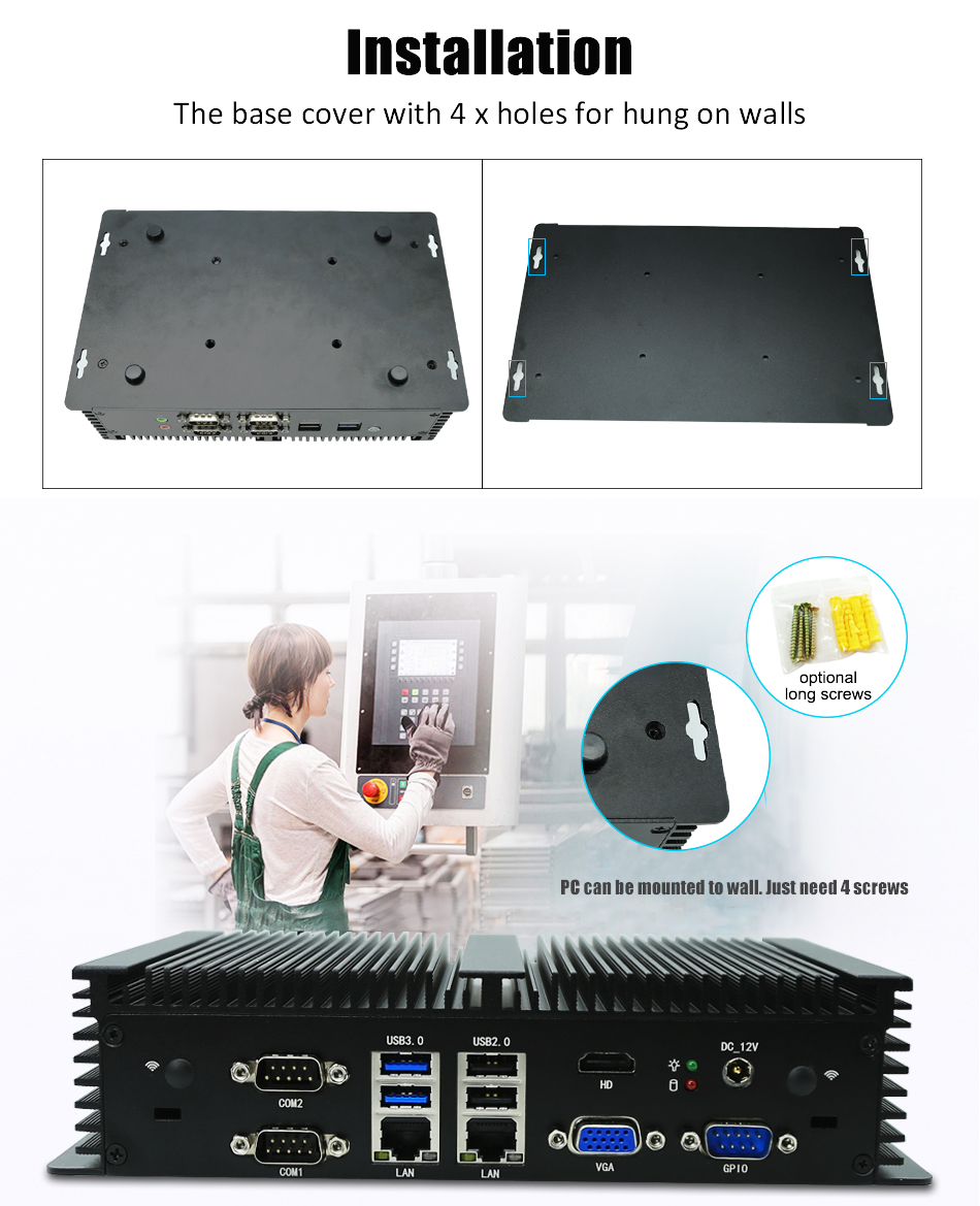 Pc embutido sem ventilador int - Fanless Industrial Pc Rs485 Core I7 avaliação e preço