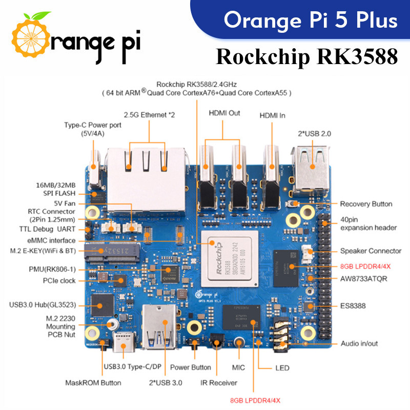 Laranja Pi 5 Plus Computador d - Rockchip Rk3588 Development Board avaliação e preço